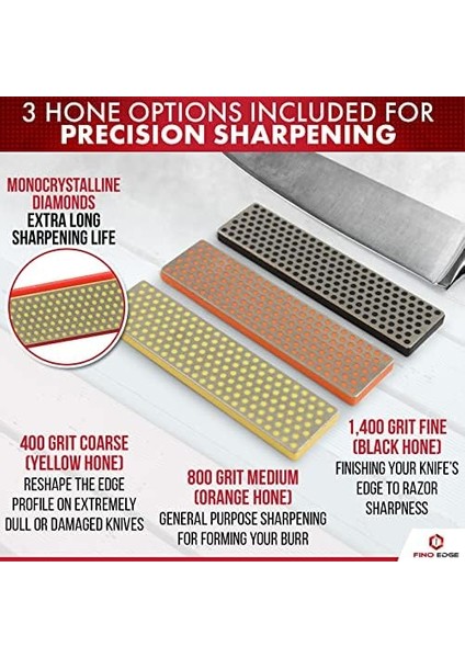 Fino Edge Mutfak Bıçakları Için Profesyonel Bıçak Bileyicileri - - Sıkı Kelepçe, Sağlam Taban ile Tasarlandı - Referans Kılavuzu ve Kullanım Kılavuzu ile Montajı Kolay fiyatları