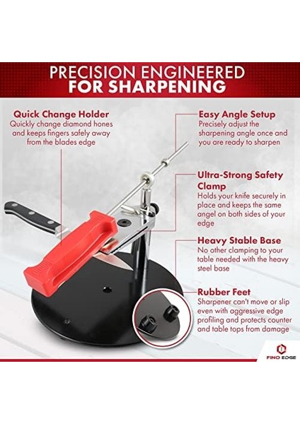 Fino Edge Mutfak Bıçakları Için Profesyonel Bıçak Bileyicileri - - Sıkı Kelepçe, Sağlam Taban ile Tasarlandı - Referans Kılavuzu ve Kullanım Kılavuzu ile Montajı Kolay modelleri