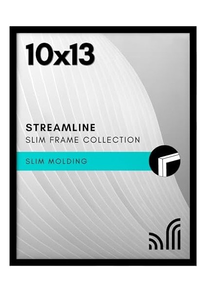 Americanflat Siyah 10X13 Resim Çerçevesi - Kırılmaya Dayanıklı Camlı Ince Kenarlıklı Fotoğraf Çerçevesi - Duvar ve Masa Üstü Için Yatay ve Dikey Formatlar