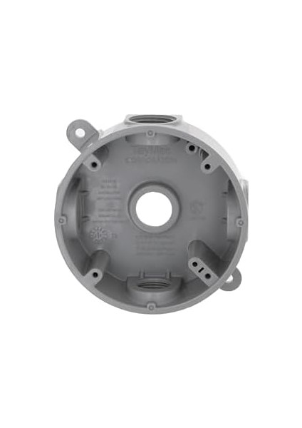 Bell Yuvarlak Hava Koşullarına Dayanıklı Kutu, Beş 1/2 Veya 3/4 Inç Dişli Çıkışlar, Gri modelleri