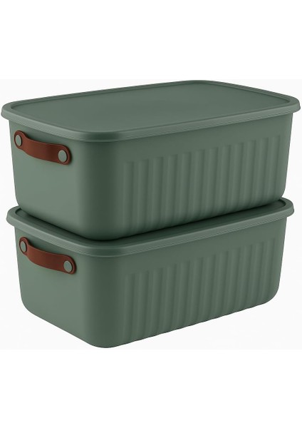 2&apos;li Kapaklı Saklama Kutusu Seti (10 Litre) – Taşınabilir Kulplu, Dolap Içi Düzenleyici, Çok Amaçlı Organizer Kutu, Oyuncak & Kıyafet Kutusu