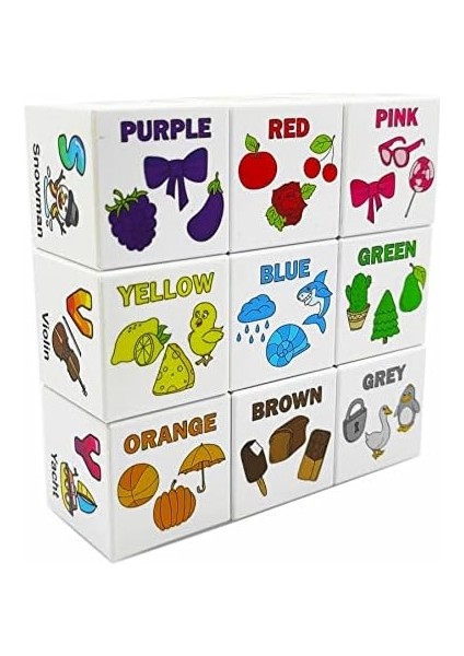 Ece Ingilizce Öğreniyor - 9 Manyetik Küp 54 Ingilizce Kavram - Harfler Renkler Sayılar Hayvanlar modelleri