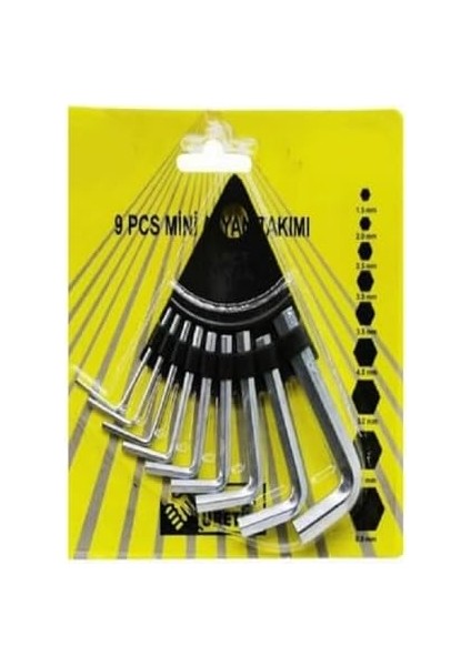Alyan Seti Mini Alyan Anahtarı Takımı 9 Parça Set Çelik Anahtar 9’lu