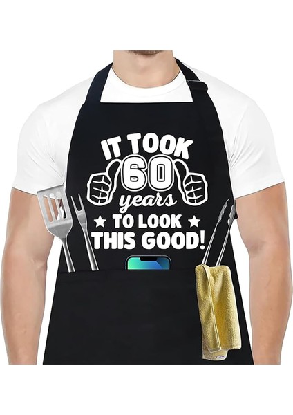 Şef Önlüğü, 3 Cep Mutfak Önlüğü, Yüksek Yoğunluklu Polyester Kumaş, Tek Beden Herkese Uyar, Kadın ve Erkekler Için Pişirme Önlüğü, 55. 60. 65. Doğum Günü Hediyesi