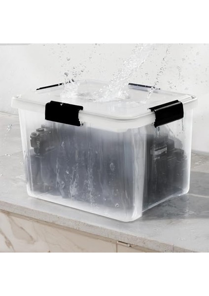 Ohyama, 3&apos;lü Set, Hava Geçirmez Saklama Kutusu, 20 L, 4 Klipsli, Istiflenebilir, Garaj, Kiler, Çatı Katı - Hava Geçirmez Kutu At-Sd - Şeffaf