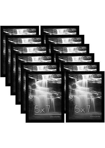 Americanflat 12 Parça 5x7 Galeri Duvar Resim Çerçevesi Seti Siyah Cilalı Camlı Yatay ve Dikey Biçimlerde Duvar ve Masa Üstü Için fiyatları