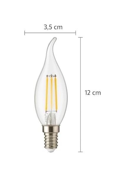 4W E14 Kıvrık LED Mum Ampul – 35W Eşdeğer, 3000K Günışığı, 400 Lümen, 220-240V, Şeffaf Cam Filament, 10’lu Paket modelleri