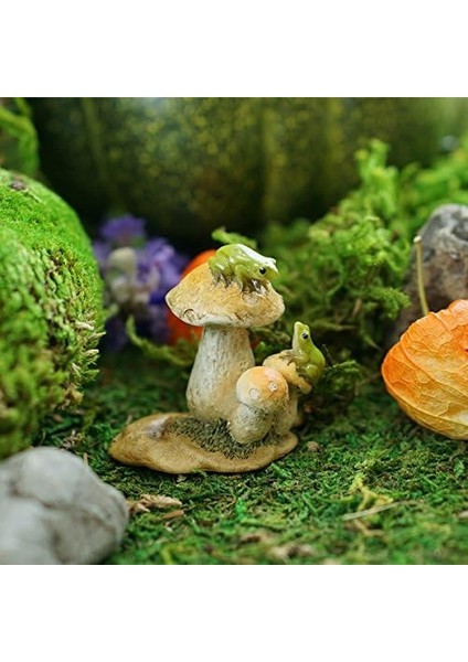 Top Minyatür Bahçesi ve Teraryum Mantar Heykeli Üzerinde Mini Kurbağalar fiyatları