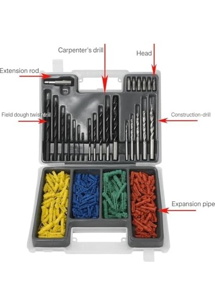 Parçalara Ayrılmış 100’LÜ Delme ve Dübel Seti – Matkap Uçları, Renkli Plastik Dübel Kutusu, Ahşap, Metal ve Için Uyumlu Delme Seti modelleri