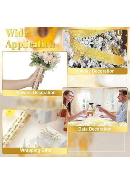 Masa Örtüsü, Metalik File Masa Şeridi, 29CMX150CM Parlak Ince File Masa Rulosu, Altın Renk Masa Örtüsü, Doğum Günü Partisi Düğün Toplantıları Için Masa Dekorasyonu
