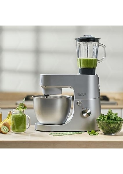 Homebake Plus Mutfak Şefi KHH01.120SI - Stand Mikser, Hamur Yoğurma Makinesi, Aparatı, 1400 Watt, 5 Litre Paslanmaz Çelik Geniş Hazne, Sıçrama Önleyici Kapak, 3 Hazne Içi Aparat