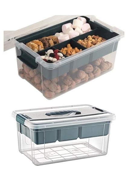 Büyük Boy Bölmeli Organizer Kutu 9 Litre - Şeffaf Tasarım Saklama Kabı - Ev Araba Saklama Kutusu - Ev Banyo Düzenleyici, Dolap Düzenleyici, Saklama, Kutu, Organizer