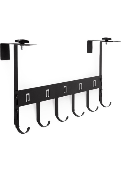 Ayarlanabilir Kapı Arkası Askılık Metal (1 Adet) | 6 Kancalı Kapı Üstü Organizer | Montaj Gerektirmez Askı | Mont Çanta Havlu Anahtarlık Düzenleyici