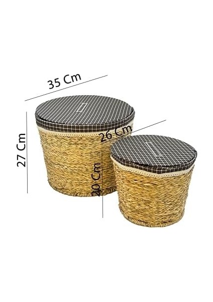 3&apos;lü Kapaklı Hasır Sele Seti – Çamaşır ve Oyuncak Sepeti, Kirli Çamaşır Sepeti, Doğal Hasır Saklama Kutusu, El Örgüsü Dekoratif Kutu, Kıyafet, Havlu ve Ev Eşyaları (2 Li Set) fiyatları