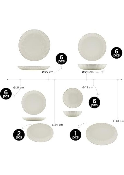Porselen Luz Form 27 Parça 6 Kişilik Yemek Takımı Altın File modelleri