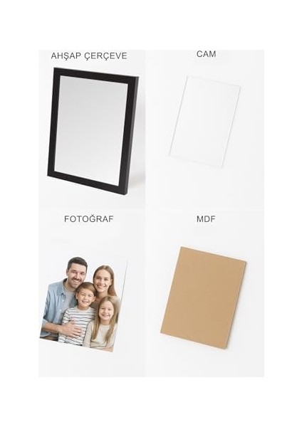 Ahşap Resim Çerçevesi 4&apos;lü Set Halinde 15 x 20 cm Boyutunda modelleri