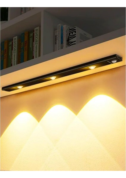 Hareket Sensörlü Ledli Gece Lambası, Parlaklık Ayarı Yapılabilir, 3000K-6000K, 3 Mod, Kablosuz, Merdiven Aydınlatması, USB Şarj Edilebilir Işık, LED Manyetik Lamba (Akasya - Siyah 60 Cm) fiyatları