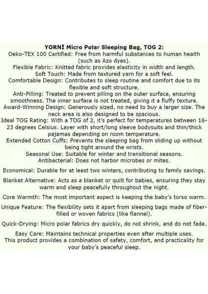 Yorni, Nakışlı, Uzun Kollu, Oeko-Tex Mikro Polar, Bebek Çocuk Uyku Tulumu,, Tog 2 fiyatları