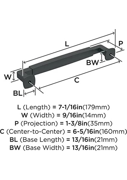 | Dolap Çekme | Mat Siyah | 6-5/16 Inç (160 Mm) Merkezden Merkeze | Boy | 1 Paket | Çekmece Çekme | Dolap Kolu | Kabin Donanımı modelleri