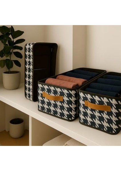 Raf Düzenleyici, Katlanabilir Kıyafet Organizeri, Çelik Destekli Kazayağı Desenli Kumaş Çok Amaçlı Saklama Kutusu, Dolap Içi Çekmece Düzenleyici, Gri (45X25X20CM) fiyatları