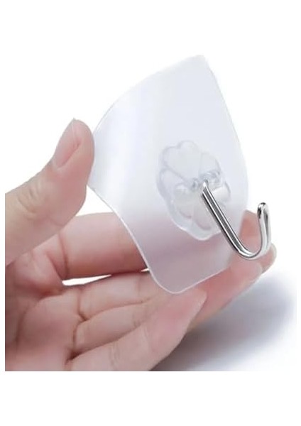 10 Adet Güçlü Yapışkanlı Şeffaf Duvar Askısı Suya Dayanıklı Banyo Mutfak Düzenleyici Pratik Askılık