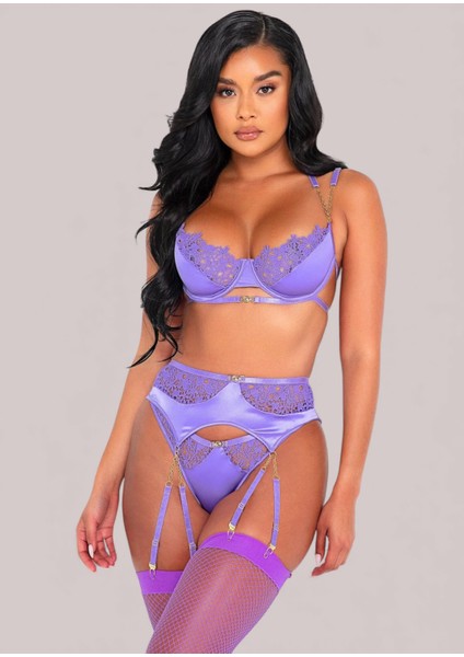 Şık Dantelli Çoraplı Kombin Tasarım Gecelik Seti, Ayarlanabilir Askılı, Kadın İç Çamaşırı