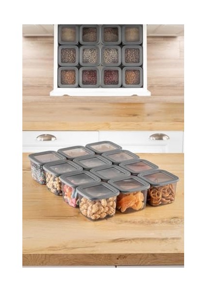 12&apos;li 650ML. Sızdırmaz Vakumlu Kapaklı Kare Erzak Saklama Kabı. 650ML Kare Erzak Saklama Kabı modelleri