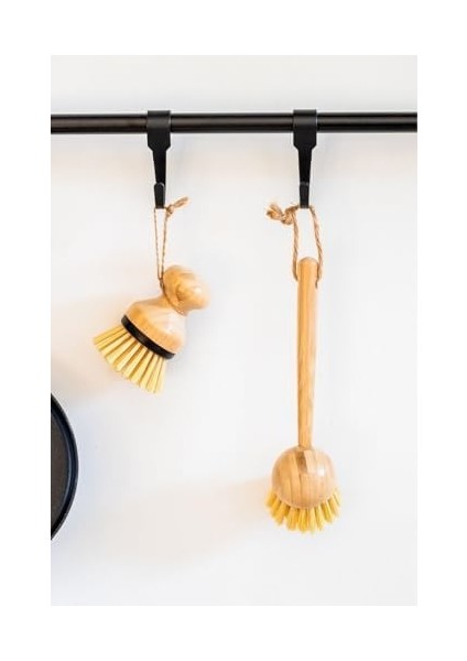 Sert Kıllı Bambu Saplı Ahşap Mutfak Temizlik Fırçası 21 cm modelleri