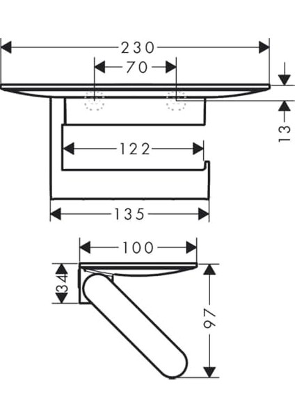 Tuvalet Kağıdı Tutucu, Raflı, 23 Cm, Mat Siyah