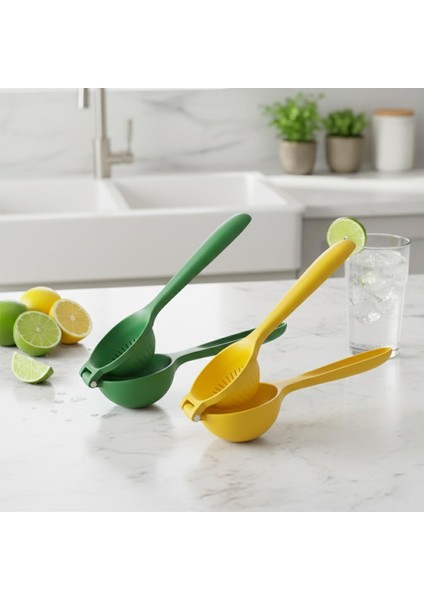 Paslanmaz Çelik Statik Boyalı Limon ve Narenciye Sıkacağı | Ergonomik ve Dayanıklı | Sarı ve Yeşil Renk Seçenekleri | 24CM (Yeşil)