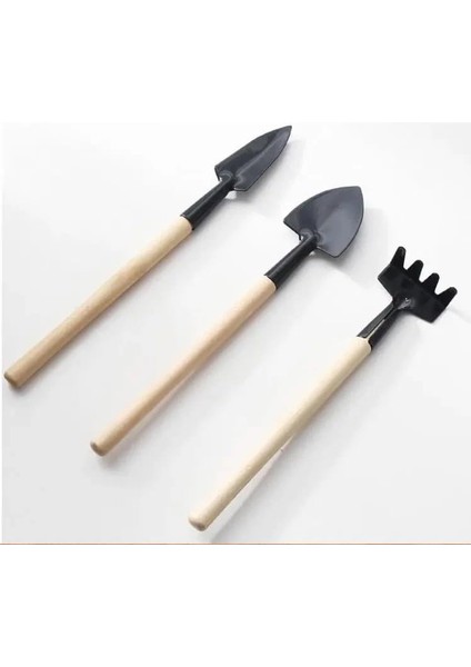 3 Parça Mini Bitki Hobi Seti - Bahçe Saksı Sukulent Bakım Çapa-Tırmık-Kürek