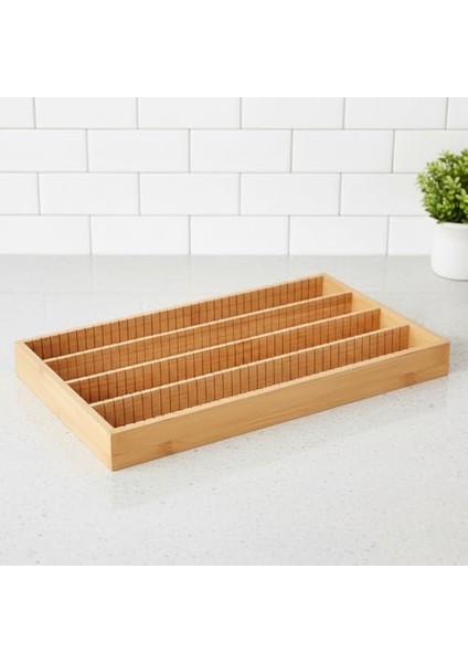 Bambu Çekmece Içi Düzenleyici (37.5X25X4 Cm) | 4 Bölmeli, Hareketli Ayırıcılar | Kaşıklık, Dikiş, Ofis ve Mutfak Organizeri
