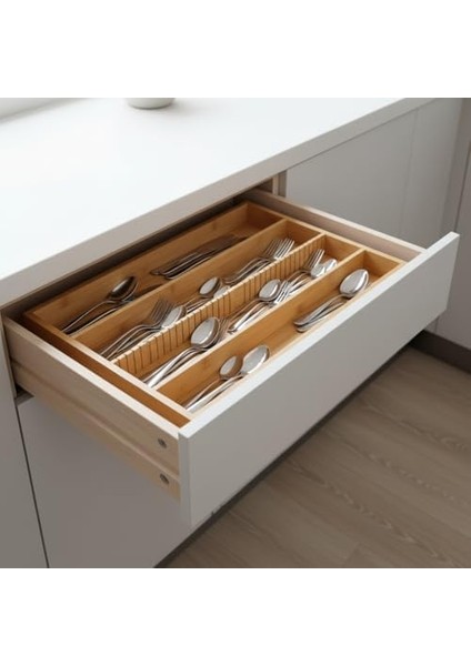 Bambu Çekmece Içi Düzenleyici (37.5X25X4 Cm) | 4 Bölmeli, Hareketli Ayırıcılar | Kaşıklık, Dikiş, Ofis ve Mutfak Organizeri fiyatları