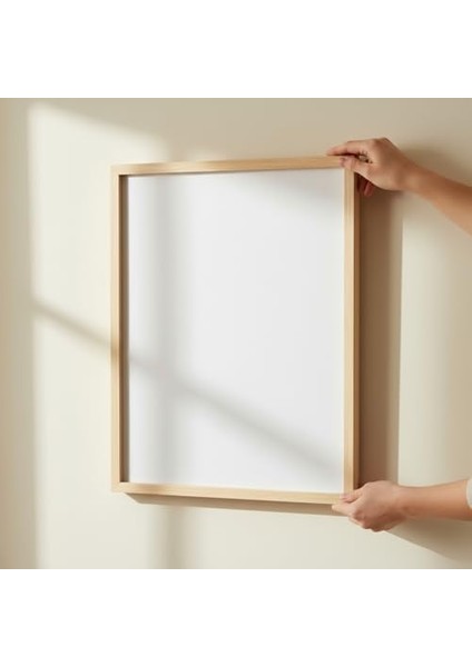 Premium Masif Çam Çerçeve - 3mm Mdf Arkalık - 500 Mikron Kırılmaz Şeffaf Pvc Ön Koruma - Şık ve Dayanıklı Duvar Ahşap Çerçevesi (Ham, 30CM x 40CM)