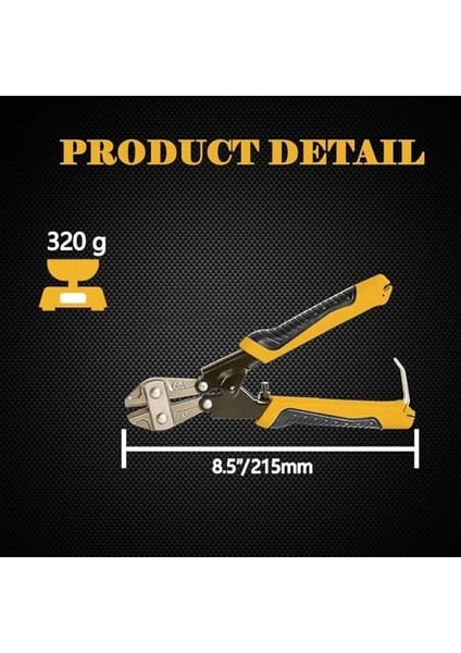 Vakumlu Tel Kesme Makası – 8 Inç Paslanmaz Çelik, Ergonomik Kaymaz Kauçuk Saplı, Küçük Mini Cıvata Çivi Zincir Tel Kablo Kesici, Ağır Hizmet Tipi Krom Vanadyum Çelik