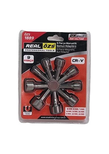 Manyetik Civata Somun Tutucu Adaptörü Çatı Trapez Lokma 9 Parça