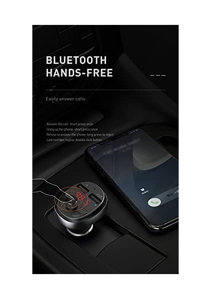 CC-6880 Fm Transmitter Çift USB Bluetooth Araç Şarj Cihazı