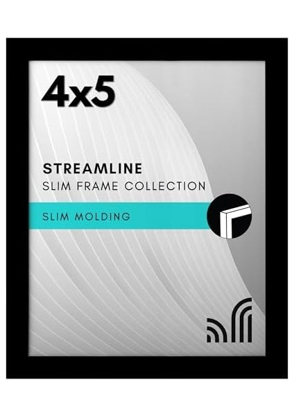 Americanflat Siyah 4x5 Resim Çerçevesi - Kırılmaya Dayanıklı Camlı Ince Kenarlıklı Fotoğraf Çerçevesi, Asma Donanımı ve Duvar Veya Masa Üstü Için Yatay Veya Dikey Görüntü Formatları Için Dahili Şövale
