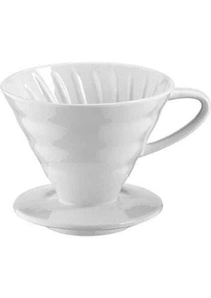 Seramik Kahve Dripper - Porselen Demleyici - No: 2 - Beyaz (V60 Benzeri)
