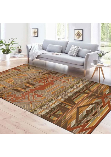 Dizayn Croce Desenli Pamuk Tabanlı Yıkanabilen Kaydırmaz Antibakteriyel Salon Halısı 80X150 modelleri