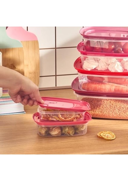 7.6 Litre -Red Velved 6&apos;lı Saklama Kabı Seti - Sebze Saklama Seti - Bakliyat Saklama Kabı - Mutfak Düzenleyici - Buzdolabı Organizeri modelleri