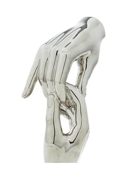 Decmode Seramik Gümüş Eller Heykel, Gümüş Seramik, Siyah, 5" By 13" fiyatları