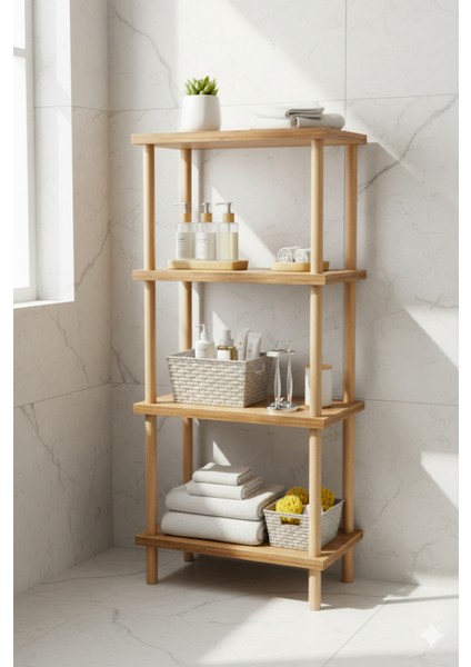 Banyo Düzenleyici 4 Raflı Ahşap Çok Amaçlı Raf Mutfak Düzenleyici Dolap fiyatları