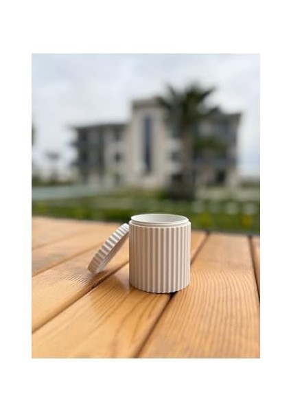 Silindir Makyaj Pamuğu Kutusu Beyaz