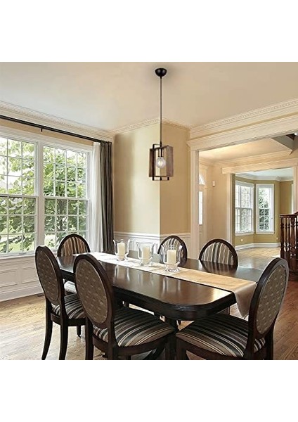 Tekli Eskitme Siyah Boyalı Avize 1 x E27