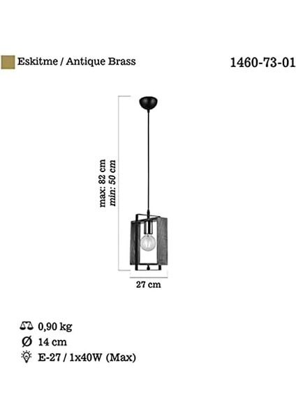Tekli Eskitme Siyah Boyalı Avize 1 x E27 fiyatları