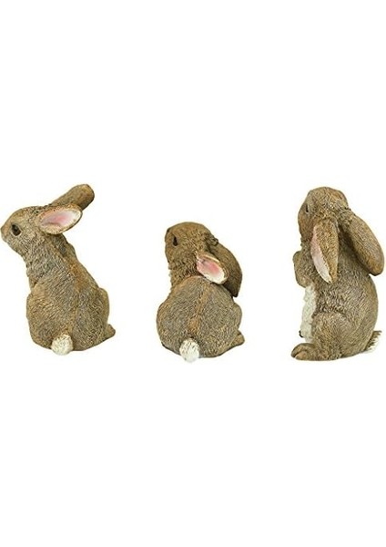 QM92008 The Den Rabbits Iç/dış Mekan Bahçe Hayvan Heykelleri, 9,5 cm Genişliğinde, 10,5 cm Derinliğinde, Tam Renkli Kaplama