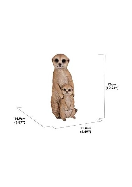 Hi- Ltd. Küçük Anne ve Bebek Meerkat, Kahverengi