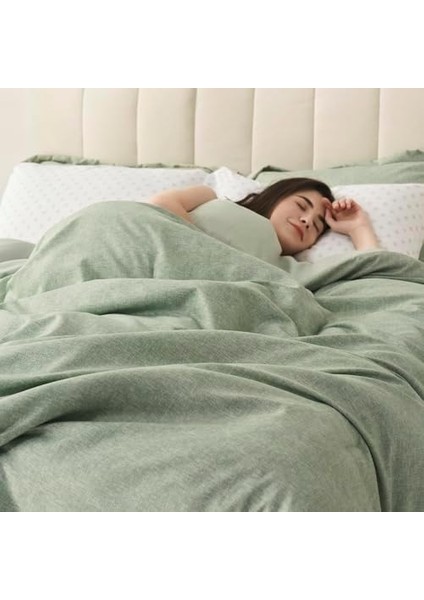 Spaces Ikiz Yorgan Seti - 2 Adet (1 Mikrofiber Yorgan ve 1 Parça) Çiftlik Evi Yatak Yorganı Tüm Mevsimler Için Nevresim Takımı, Hafif Katı Yatak Yorgan Takımları, Ikiz/ikiz Xl, Adaçayı