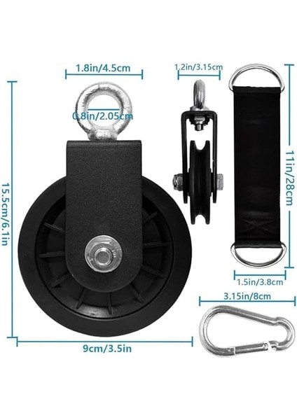 Kablo Kasnağı, 90MM Dönebilen Sessiz Kasnak, Askı Kayışı ve Karabinalı, 360 Derece Ip Kasnağı, Ev Spor Aletleri, Lat Çekme Sistemi, Dıy Aksesuar, Spor Ekipmanları fiyatları